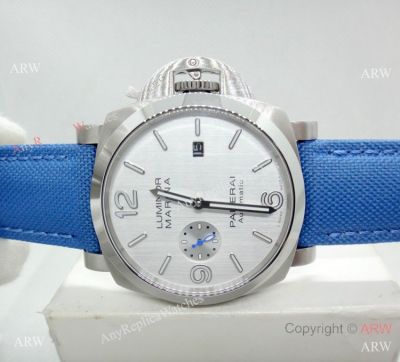 Copy Panerai Luminor Marina PAM 687 Automatic Watch SS Blue Leather Strap